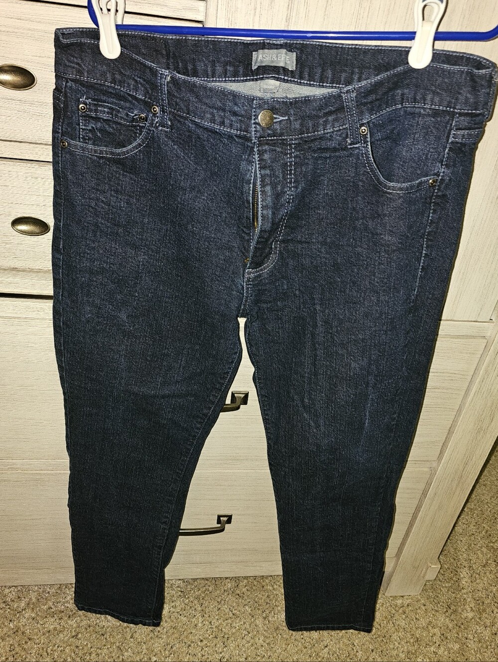 ASH & ERIE Men Dark Wash Stretch Denim Straight Leg Jeans Size 36x29